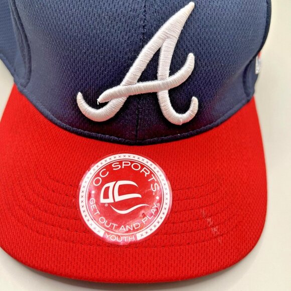 Atlanta Braves Hat Cap Strap Back Youth Navy Red MLB Baseball Team Logo - Picture 5 of 7